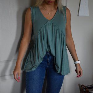 Impressions Green Babydoll Tank Top